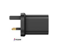FDL 2 PORT 1X USB-A QC3 & 1 X USB-C PD UK CHARGER 20W - BLACK
