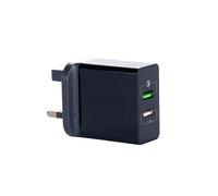 FDL 2 PORT USB A MAINS CHARGER WITH QC3 36W - BLACK