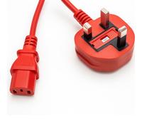 FDL 2M 13A UK MAINS PLUG TO IEC C13 SOCKET - 1.0mm / 10A / RED