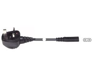 FDL 2M 13A UK PLUG TO C7 'FIG 8' CABLE **BS Approved, 13A Rated, 5A Fuse, Fully moulded construction, Colour: Black** 2208-020