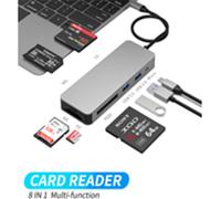FDL 8 IN 1 USB-C - 2x USB-A / USB-C (5V 3A) & SD/TF/CF/MS/XQD