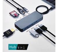 FDL 8 IN 1 USB-C - HDMI 60Hz / RJ45 / 3x USB-A / USB-C PD / 2 SD