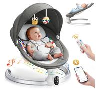 Fdlscpem Baby Swing Chair,Electric Baby Bouncer Chair Control with mobile app and Touch Panel,Baby Bouncer from Birth with 0-10 Months,5 Swing Amplitudes 3-Stage Timer,Newborn Bouncer grey