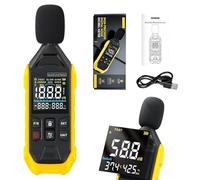 FDM01 Decibel Meter, 3-in-1 Rechargeable Sound Level Meter with Color Display Backlight, Portable SPL Tester with Temp & Humidity, 30-130dB, 600mAh, Data Hold for Home Factory Noise Monitoring