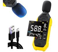 FDM01 Decibel Meter 600mAh Rechargeable Decibel Sound Meter,30dB to 130dB,Min/AVG/Max Noise Meters with Light Alarm Indicator,Backlit Color Screen,A Weighted DB Meters,Portable Condenser Microphone
