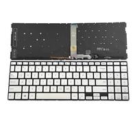 FDMOZRE Laptop Keyboard For ASUS for Zenbook Pro 15 OLED UM535QA UM535QE United States US With Backlit Blue GrayBlackSilver(Silver)