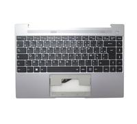 FDMOZRE Laptop PalmRest&GR/FR keyboard For MEDION for AKOYA E14308 MD64030 Gray Top Case With Backlit Black German Keyboard(France FR)