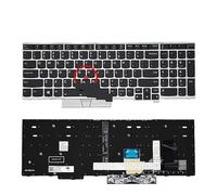 FDMOZRE US Russian Backlight Keyboard For Lenovo for Thinkpad E580 E585 T590 E590 E595 L580 L590 P52 P53 P72 P73 01YP560 01YP640 Notebook(US Silver Backlight)