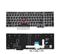 FDMOZRE US Russian Backlight Keyboard For Lenovo for Thinkpad E580 E585 T590 E590 E595 L580 L590 P52 P53 P72 P73 01YP560 01YP640 Notebook(US Silver Mouse)