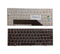 FDMOZRE US UI Russian Arab Laptop Keyboard For MSI for Wind U135 U135dx U160 U160dx U180 White Frame Notebook PC(UI Gold)