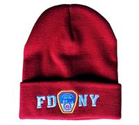 FDNY NYPD Beanies Officially Licensed Cold Weather Winter Hats, Red, Folded, 99203r, Small/X-Large