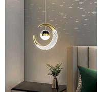 FDOIUTU Modern Chandelier Ceiling Light LED Moon Pendant Light Fixture Ceiling Lighting 10W Metal Chandelier Adjustable Height for Living Room Dining Room Bedroom Bathroom (Gold-N)