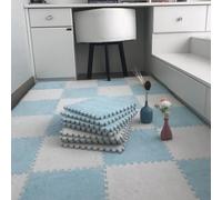 FDOSIJFOS Fluffy Patchwork Carpet Home Shaggy Puzzle Floor Mat,Sound Insulation,Can Be Cropped,protect Floor,10 Pieces .(Style G)