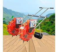 FDOSIJFOS planter， Portable Manual Seeder w/16 Seed Plates, Double Row Sowing Spreaders, Hand-Push Garden Roller Seeding(5 Mouths)