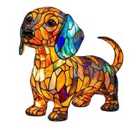 FDQAMLKX Stained Resin Pet Dogs Cats Themed Led Table Lamps Vintage Stained Glass Dog Cat Lamp Animals Sculpture Ambient Nightlights for Home Bedroom Decor [Energy Class A]