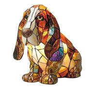 FDQAMLKX Stained Resin Pet Dogs Cats Themed Led Table Lamps Vintage Stained Glass Dog Cat Lamp Animals Sculpture Ambient Nightlights for Home Bedroom Decor [Energy Class A]