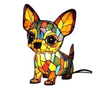 FDQAMLKX Stained Resin Pet Dogs Cats Themed Led Table Lamps Vintage Stained Glass Dog Cat Lamp Animals Sculpture Ambient Nightlights for Home Bedroom Decor [Energy Class A]