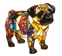 FDQAMLKX Stained Resin Pet Dogs Cats Themed Led Table Lamps Vintage Stained Glass Dog Cat Lamp Animals Sculpture Ambient Nightlights for Home Bedroom Decor [Energy Class A]
