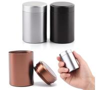 FDRJKN 3 Pcs Smell Proof Container, Aluminum Storage Jar, Portable Small Airtight Container Bottle, Vacuum Container Mini Metal Sealed Can For Tea, Coffee, Sugar, Biscuits, Spices, 60 Ml*3