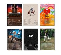 FDSFE Bad Bunny Poster Album Cover Limited Edition Canvas Poster Wall Art Decor Print Picture Paintings for Living Room Bedroom Decoration (Set of 6) Unframed 8x12inch(20x30cm)