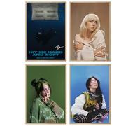 FDSFE Billie Eilish Album Cover Limited Edition Canvas Poster Bedroom Decor Landscape Office Room Decor Gift (Set of 4) Unframed 8x12inch(20x30cm)