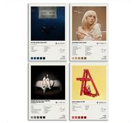 FDSFE Billie Poster Eilish Album Cover Limited Edition Canvas Poster Bedroom Decor Landscape Office Room Decor Gift (Set of 4) Unframed 8x12inch(20x30cm)