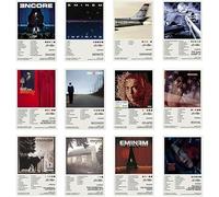 FDSFE Eminem Album Cover Posters, Limited Edition Canvas Poster Wall Art Decor for Living Room Bedroom (Set of 12) Unframed 12x18inch(30x45cm)