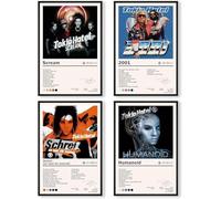 FDSFE Tokio Hotel Poster Rock Band Album Cover Posters (Set of 4) for Room Aesthetic Limited Edition HD Bedroom Music Decor Art Unframed 8x12inch(20x30cm)