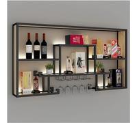 FDSGEEE Bar Shelf Floating Lighted LED Shelves, Modern Multifunctional Bottle Holder,Champagne Stemware Glass Storage Rack,Bar Shelves For Liquor Bottles(Size:100x20x80cm,Color:Black)