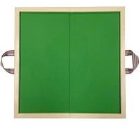 FDSGEEE Folding Card Game Table w/Green Tabletop, Classic Wooden Dominoes Table Portable Mahjong Table for Poker Cards, Board Games, Tiles Games(Size:70CM)