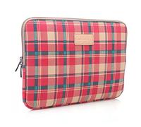 fdsmall 14 Inch Laptop Bag Waterproof Neoprene Laptop Sleeve Case Notebook Case Bag for Acer/Asus/Dell/Lenovo/HP/Samsung (Plaid Red)