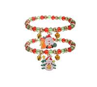 fdsmall 2 Pack Christmas Bracelet for Women Pendant Cute Santa Claus Snowflake Deer Snowman Blessing Brand Blessing Bag Bell Pendant Bracelet, One Size, Acrylic, no gemstone