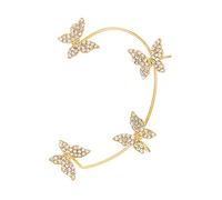 fdsmall 2PCS Butterfly Ear Clip, Glitter Rhinestone Butterfly Ear Cuff Fairy Right Left No Piercing Ear Clip Gold Silver Ear Jewelry Gift for Women Girl (gold)