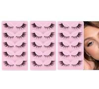 fdsmall 3PCS Fox Eye False Eyelashes,Faux 3D Mink Lashes,Long-Lasting False Eyelashes,Natural-Looking,Cat Eye Eyelashes,15 Pairs (6)