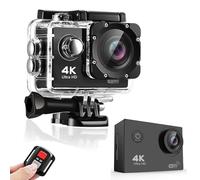 fdsmall 4K Action Camera, 30M/98FT Underwater Waterproof Sports Camera 170°Wide-Angle 2.4G Remote Control Anti-Shake Helmet Camera with Ultra HD for Vlogging Diving Riding with Accessories Kit