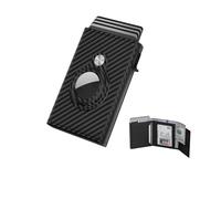 fdsmall Airtag Wallet for Men, Ultra Slim Carbon Fiber RFID Blocking Smart Wallet - Holds 8-10 Cards, 10+ Bills & 1 ID Card with Secure Airtag Compartment
