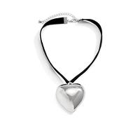 fdsmall Black Velvet Choker Necklace Love Heart Pendant Necklace Jewelry for Women Girls Cosplay Necklace Gifts (Silvery)