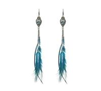 fdsmall Bohemia Feather Earrings Long Tassel Feather Earrings Long Chain Drop Retro Boho Earring Drop Earrings Dangle Chain Ear Stud Jewelry Gift for Birthday Party Gifts (Blue)