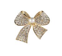 fdsmall Bow Collar Brooch Sparkling Crystal Hollow Pearl Bow Pin Ribbon Brooch Badge Women's Rhinestone Accessory Jewelry (17)