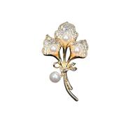 fdsmall Calla Lily Brooch Pin Gold Plated Pearl Rhinestone Elegant Brooches Lapel Pins Holiday Party Unisex Jewelry Souvenir (Gold)