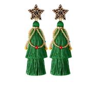 fdsmall Christmas Earrings for Women Christmas Tree Stars Santa Claus Green Tassel Earrings Layered Tassel Dangle Drop Earring Rice Bead Earrings Christmas Jewelry Gifts, 4.33"*1.57",2.63"*1.85",4.52