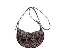 fdsmall Crescent Bag for Women Women Stylish Dumpling Bag Multi-pockets Leopard Print Hobo Sling Bags with Adjustable Strap for Travel Work School Daily Use (Black)