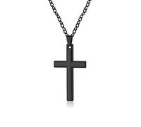 fdsmall Cross Necklace for Men Minimalism Stainless Steel Silver Black Gold Box Pendant Chain Necklace Jewellery Gifts for Men and Boys (White), Stainless Steel