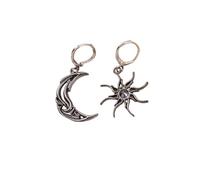 fdsmall Dangle Earrings for Women 14K Gold Plated Asymmetry Sun Moon Pendant Earring Dainty Valentines Day Jewelry (Black)