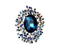 fdsmall Flower Brooch for Women Diamond Pin Vintage Crystal Elegant Flower Badge Brooches Lapel Pins Dress Hats Jewelry (Blue)
