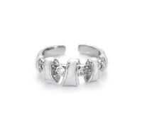 fdsmall Geometry Open Women Rings Retro Enamel Cubic Zirconia Trendy Dainty Minimalist Ring Stackable Vintage Daily Jewelry (White)