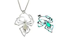fdsmall Glow Necklace for Men Women 3D Spider Night Moon Luminous Halloween Necklace Hip-Hop Pendant Jewelry (Green)