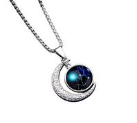 fdsmall Glowing Necklace Zodiac Vintage Moon Crystal Pendant 12 Constellation Gothic Necklace Xmas Party Gift Jewelry for Women (Taurus)