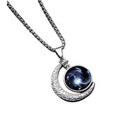 fdsmall Glowing Necklace Zodiac Vintage Moon Crystal Pendant 12 Constellation Gothic Necklace Xmas Party Gift Jewelry for Women (Capricorn)