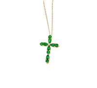 fdsmall Gold Cross Pendant Necklace for Women, Cubic Zirconia Pearl Cross Charm Link Chain Jewelry for Weding Party Everyday Wear (J)